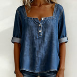 Marceline | Denim Shirt with Square Collar