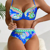 Bikini Bralette Ar Kašmira Iespiestu Divās Daļās