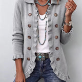 Eloísa - Chaqueta de Punto Gris Jaspeado con Volantes