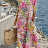 Chérie - Midi dress ar flowers, plats un viegls