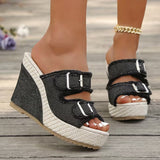 Gaelle | Fray Edge Wedge Sandals