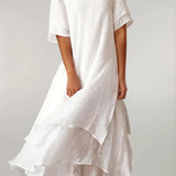 Vivienne | Sieviešu maksi kleita ar apaļu kakla izgriezumu un volānu