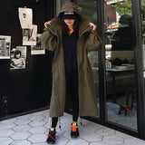 Damen Oversize-Parka mit übergroßer Kapuze und Tunnelzug in der Taille