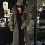 Damen Oversize-Parka mit übergroßer Kapuze und Tunnelzug in der Taille