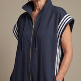 Raquel | Zip Priekšpuses Svītru Paneļa Jumpsuit