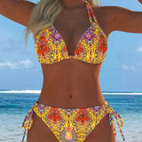 Krāsains Bikini ar Kakla Siksnu