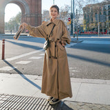 Damen Oversize-Trenchmantel mit Ballonärmeln und Taillengürtel