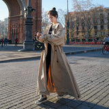 Damen Oversize-Trenchmantel mit Ballonärmeln und Taillengürtel