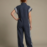 Raquel | Zip Priekšpuses Svītru Paneļa Jumpsuit