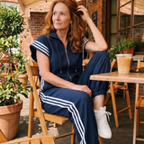 Raquel | Zip Priekšpuses Svītru Paneļa Jumpsuit