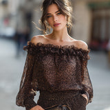 Alcyone Ruffles Kakla Blūze