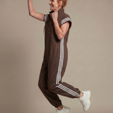 Raquel | Zip Priekšpuses Svītru Paneļa Jumpsuit