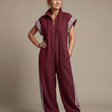 Raquel | Zip Priekšpuses Svītru Paneļa Jumpsuit