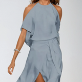 Celestine – Asimetrisks Off-Shoulder Midi Kleita