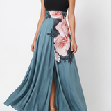 Angelique | Halter bodice ziedu svārku maksi kleita