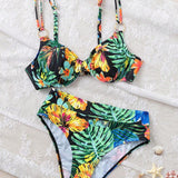 Bikini Seksīgs Iespiests Push-Up Triangula Krūšturis