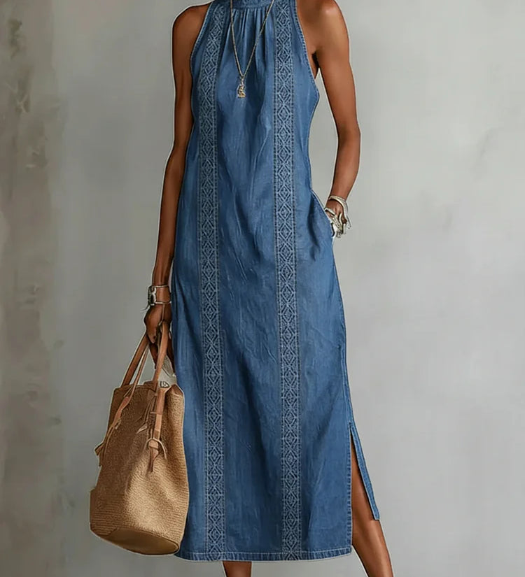 Soline | Vintage Lace Denim Dress