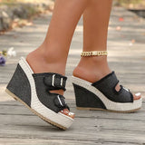Gaelle | Fray Edge Wedge Sandals