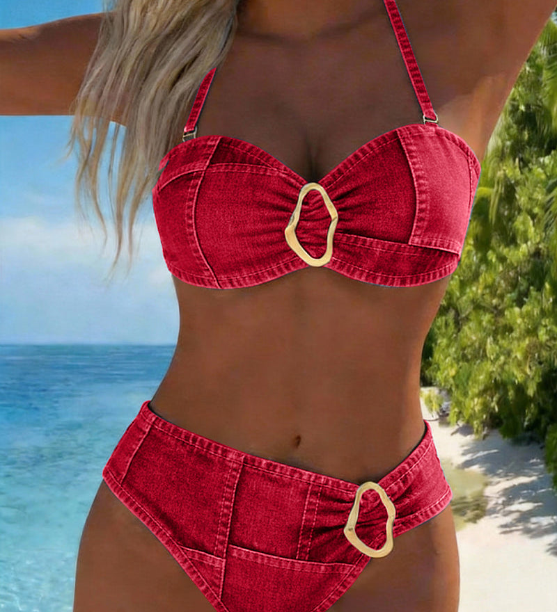 Bikini Porte-Jarretelles Metāla Sprādze Divdaļīgs