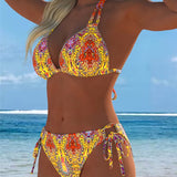 Krāsains Bikini ar Kakla Siksnu