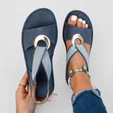 Skylar - Sandalias Planas con Hebilla de Metal