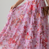 Karolina | Halter kakla ruched bodice ziedu maxi kleita
