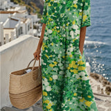 Chérie - Midi dress ar flowers, plats un viegls