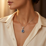 Sapphire Silver Drop Necklace
