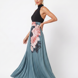 Angelique | Halter bodice ziedu svārku maksi kleita