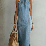 Soline | Vintage Lace Denim Dress