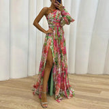 Lila - Ein-Schulter Kleid