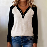 Amanda II - Ērts garas piedurknes V - Neck džemperis