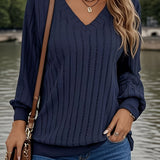 Joan™ - Stilvolles Ripp-V-Ausschnitt Sweatshirt