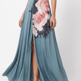 Angelique | Halter bodice ziedu svārku maksi kleita