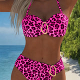 Bikini Boucle Metāla Modes Leopards