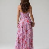 Karolina | Halter kakla ruched bodice ziedu maxi kleita
