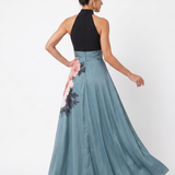 Angelique | Halter bodice ziedu svārku maksi kleita