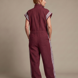 Raquel | Zip Priekšpuses Svītru Paneļa Jumpsuit