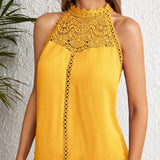 Gilet Uni Dentelle Creuse Bez Piedurknēm
