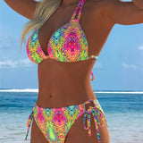 Krāsains Bikini ar Kakla Siksnu