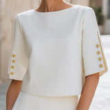 Valerie Detaļu Izgriezums Piedurkņu Elegants Tops