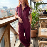 Raquel | Zip Priekšpuses Svītru Paneļa Jumpsuit