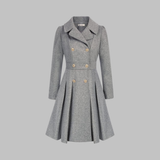 Dami - Elegants Double - Breasted Garš - Sleeve mētelis