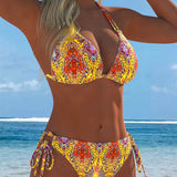 Krāsains Bikini ar Kakla Siksnu