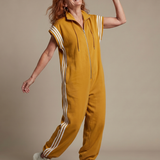 Raquel | Zip Priekšpuses Svītru Paneļa Jumpsuit