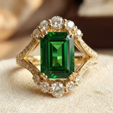 Zelta Emerald Halo Gredzens