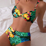 Bikini Seksīgs Iespiests Push-Up Triangula Krūšturis