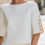 Valerie Detaļu Izgriezums Piedurkņu Elegants Tops