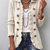 Adelina - Chaqueta de Punto Marfil con Volantes