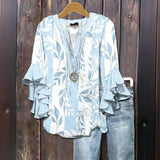 Leena™ - Vintage Blumen Rüschensleeve Bluse